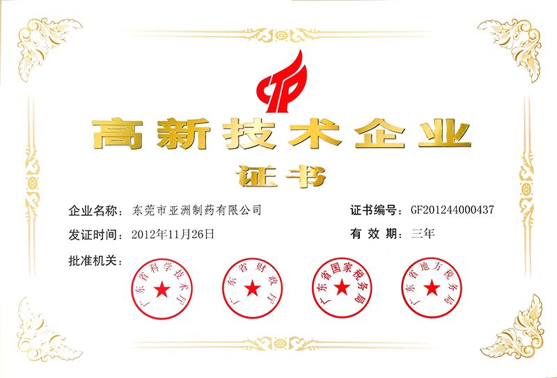 2012-12高新手艺企业证书